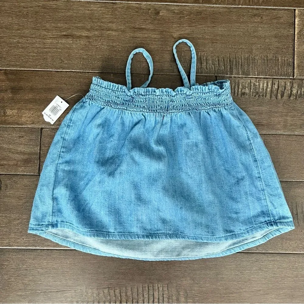 Old Navy Blue Denim Chambray Top Tank Spaghetti Strap Cami 4T